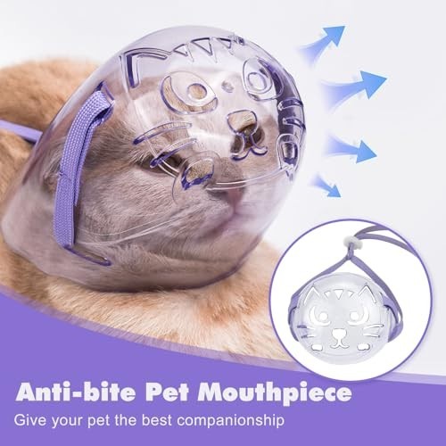 3PCS Cat Muzzle Set - Breathable Transparent Muzzles for Grooming & Restraint -
