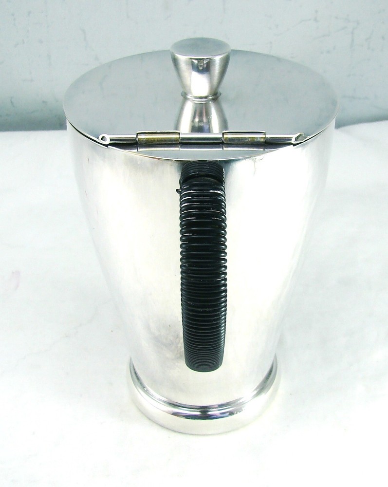 WMF Silverplate Art Deco Black wrapped Handle Mini Coffee Pot