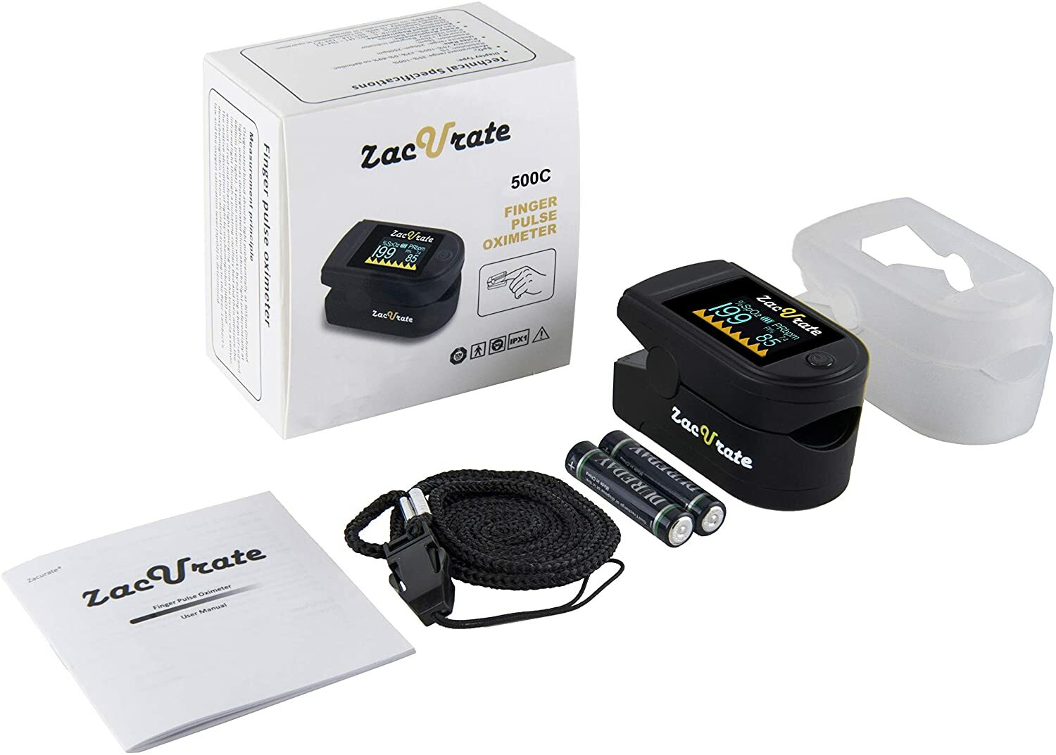 Zacurate 500C Fingertip Pulse Oximeter SpO2 Blood Oxygen Level Monitor O2 Meter