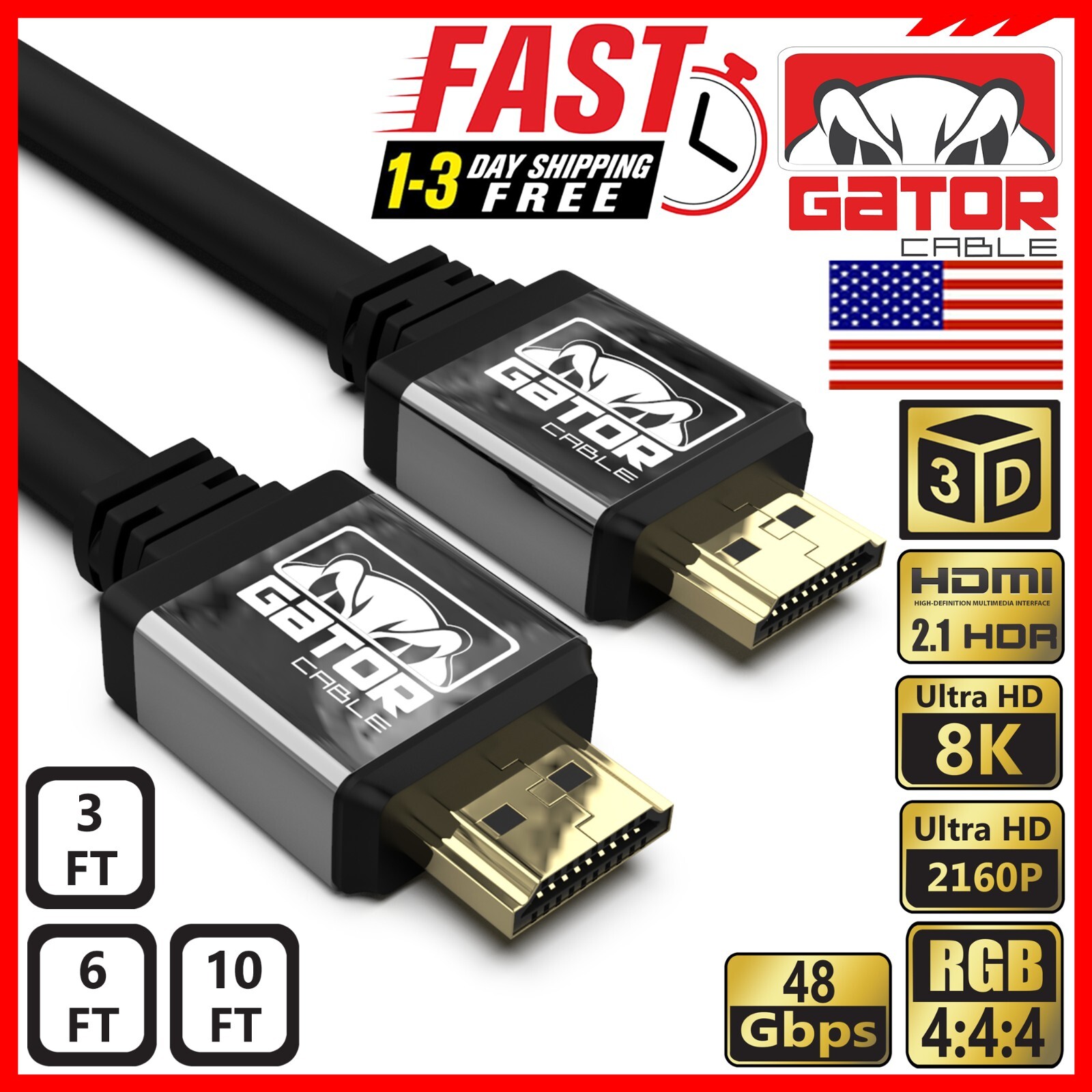 4K HDMI 2.0 Cable UHD Ultra HD High Speed 2160P HDR 60Hz 18Gbps Dolby HDCP HDTV