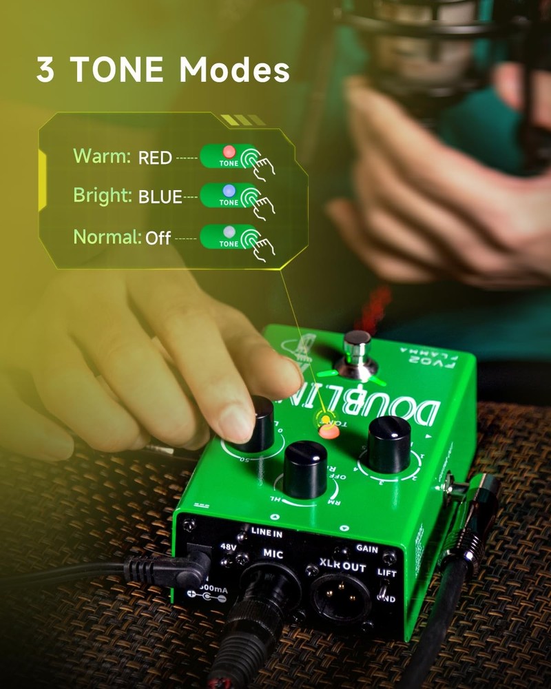 FV02 Vocal Processor Doubling Effects Pedal Voice Duplicate Vocal Effects Sto...
