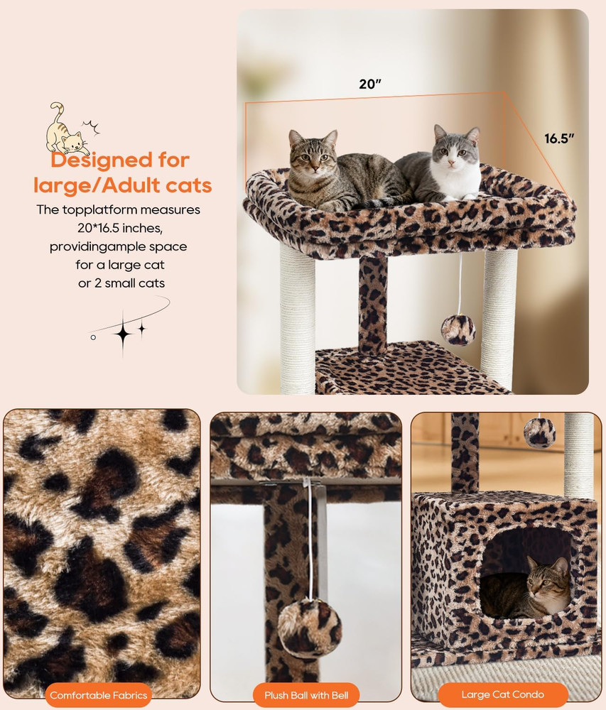27" Cat Tree for Indoor Cats, Activity Tower with Scratching Posts, Modern Kitte