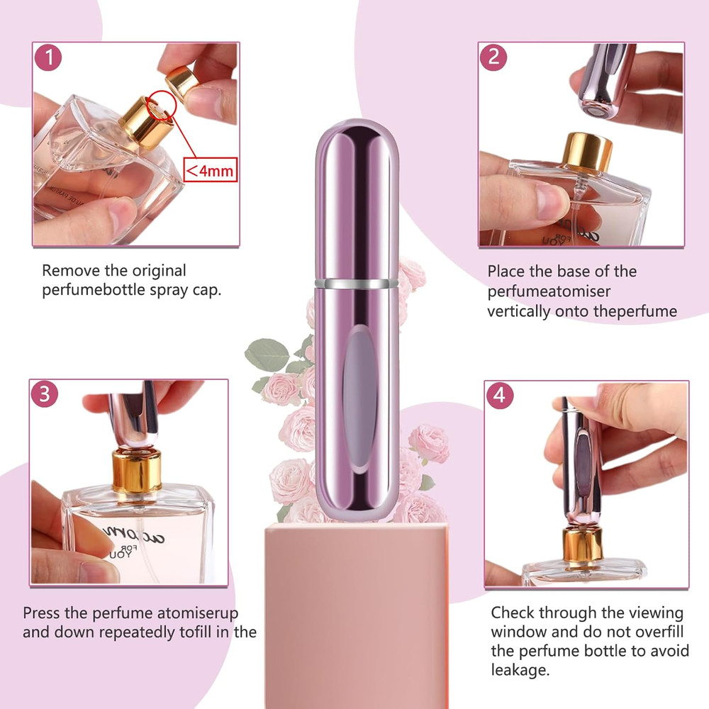4 Pcs Mini Refillable Perfume Portable Atomizer Bottle, 5Ml Bottom-Fill Perfume