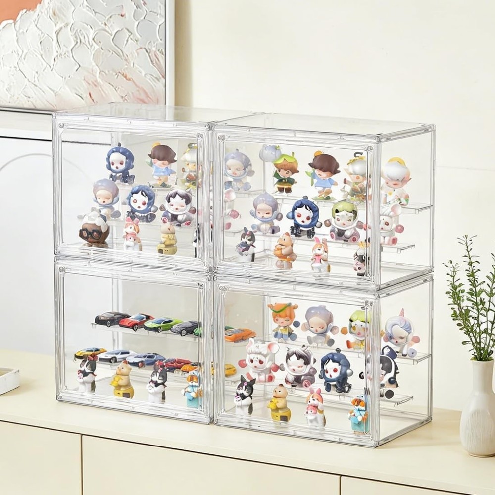 Acrylic Display Case,3 Layer Clear Display Case Adjustable Display Box Stand ...