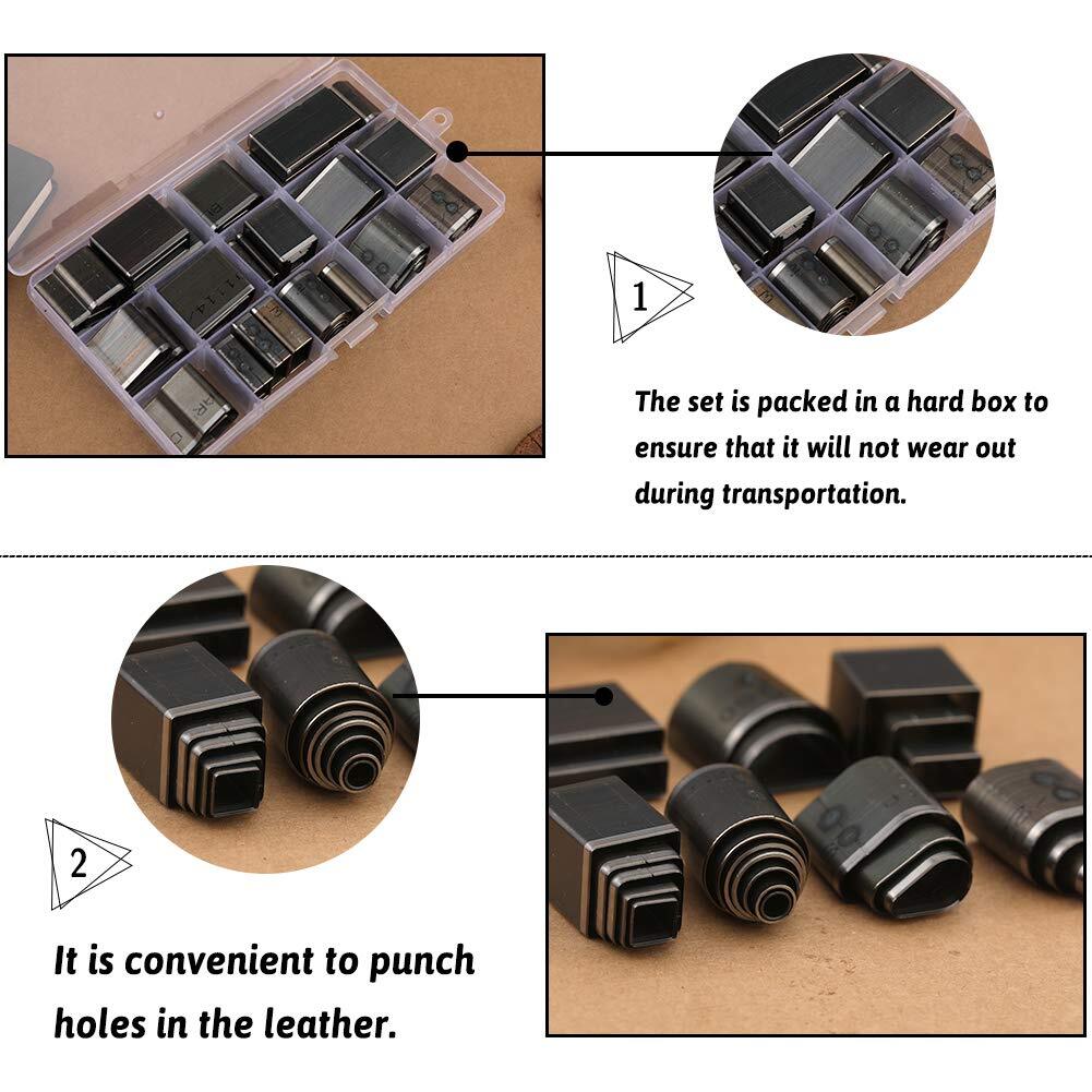 26/52 Leather Craft Hollow Hole Cutter Punch Tool Round Oval Rectangle Punch Set