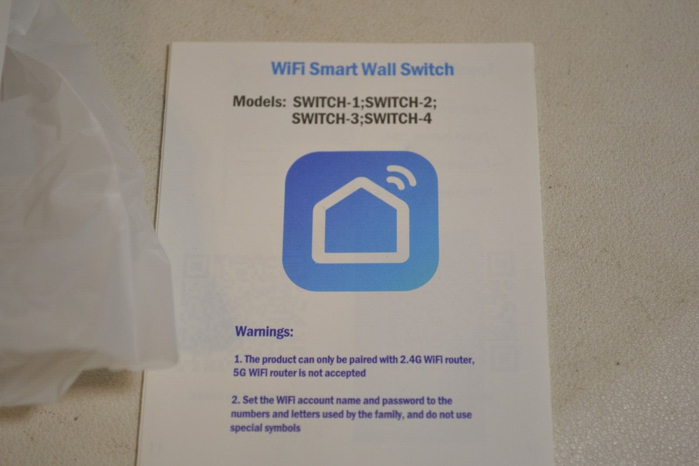 Wifi Smart Wall Switch Models: Switch-1; Switch-2; Switch-3; Switch-4