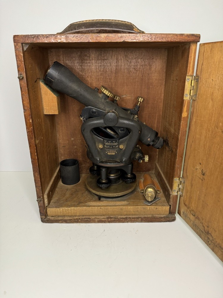 Antique C.L. Berger & Sons Boston Surveyor’s Transit Engineering Tool W/ Case
