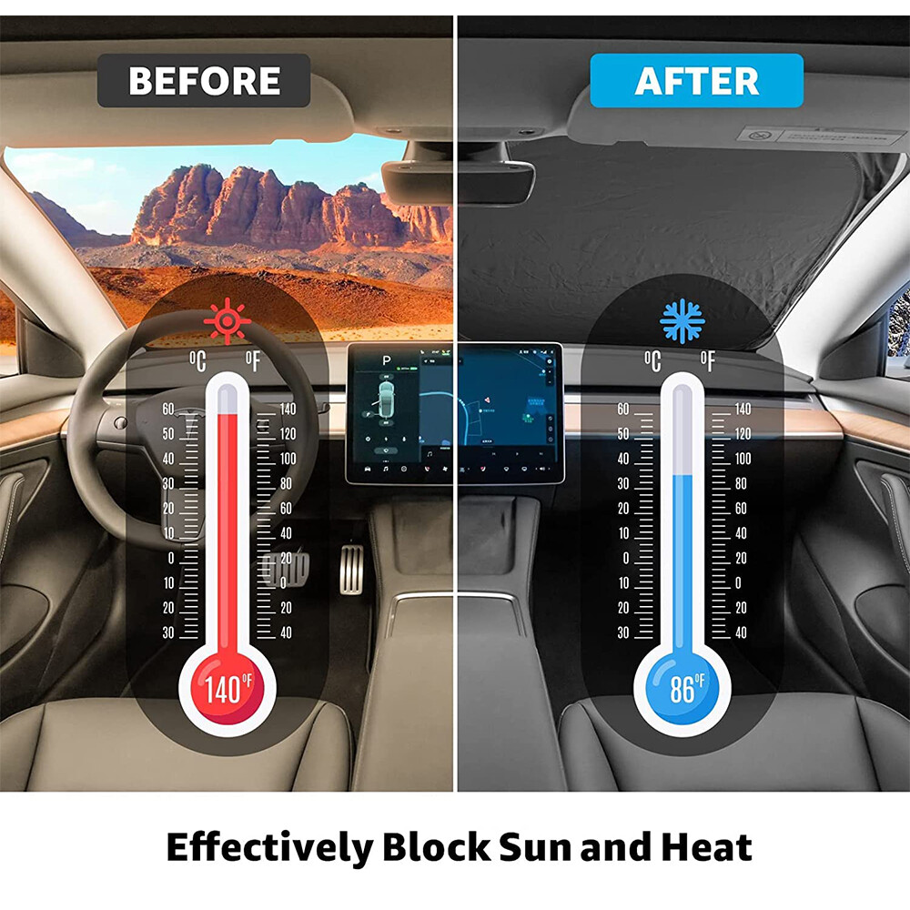 For Tesla Model Y/3 Windshield Sun Shade Front Cover UV Visor Sunshade Foldable