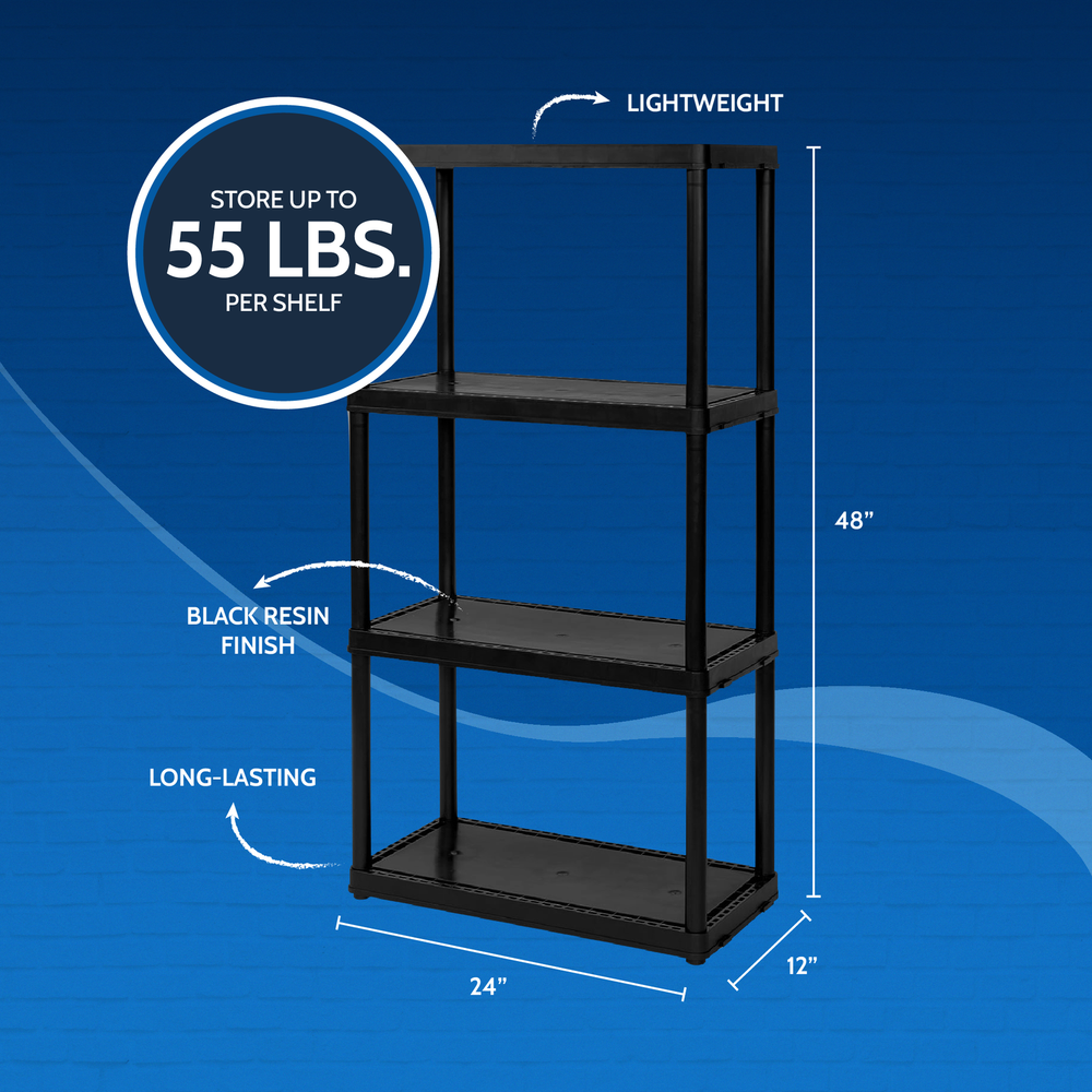 Gracious Living 4 Shelf Fixed Height Solid Organizing Storage Unit, (3 Pack)