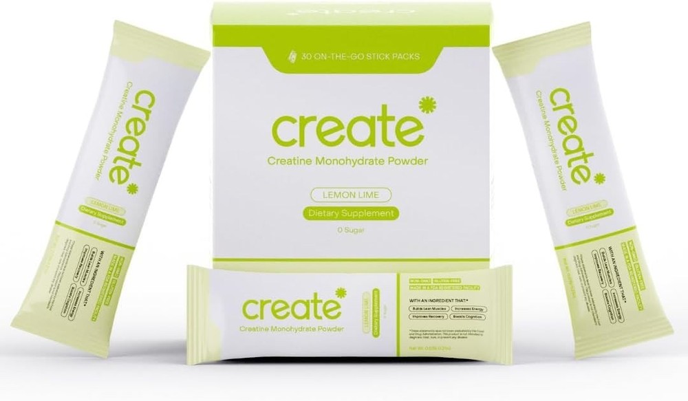 Create Creatine Monohydrate 5g Lemon Lime Single Serve 60-Packets EXP2027