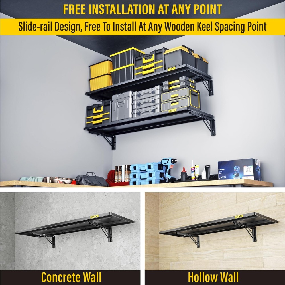 1.2x3ft Adjustable Rail Type Folding Storage Rack Shelf, Suitable for Garage,...
