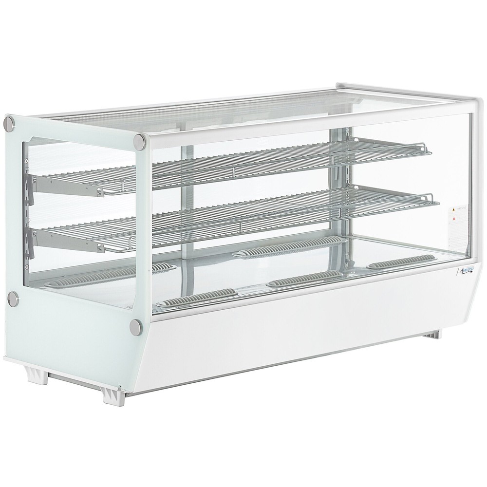 48" White Refrigerated Square Countertop Bakery Display Case with LED Lighting