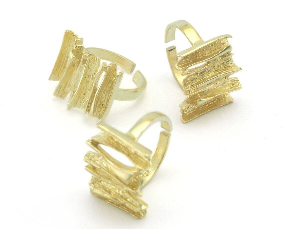 Tree Bark Ring Adjustable Antique Silver,Raw Brass,Shiny gold-silver 4277