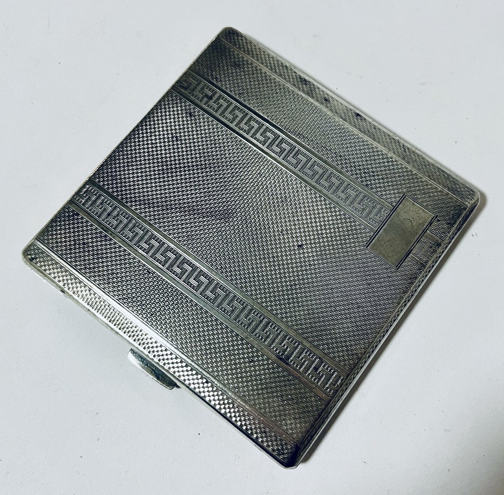 Antique Art Deco Solid Sterling Silver Cigarette Case 1932