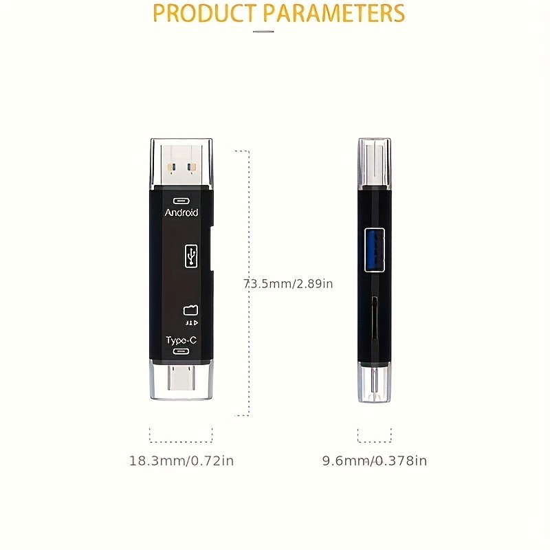 5-In-1 USB Type C/Micro USB/TF/SD Memory Card Reader OTG Adapter