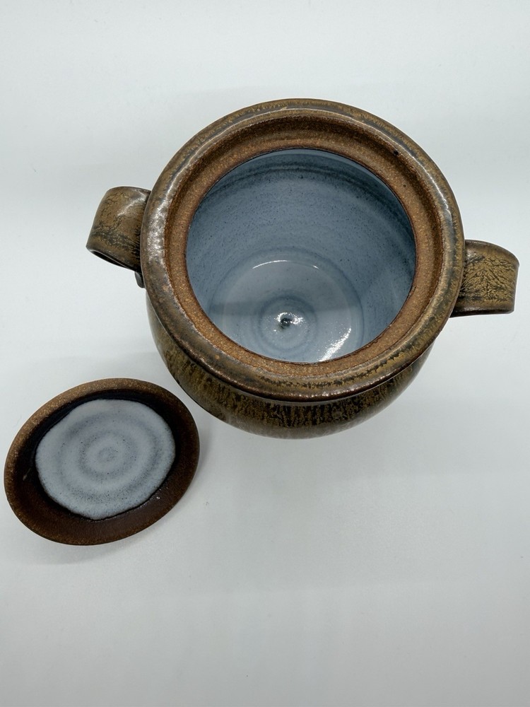 Handmade Stoneware Earthenware Pottery Snall Lidded Jar By Corey