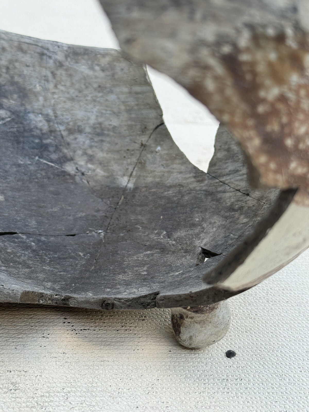 Native American PreColombian Rebuilt Footed Bowl Red Swirl Pattern Pottery Bowl