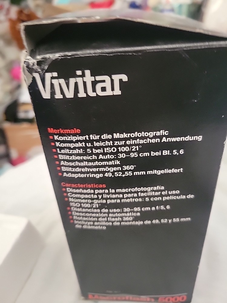 VIVITAR MACROFLASH 5000 RING FLASH W/52MM ADAPTER TESTED AND WORKING