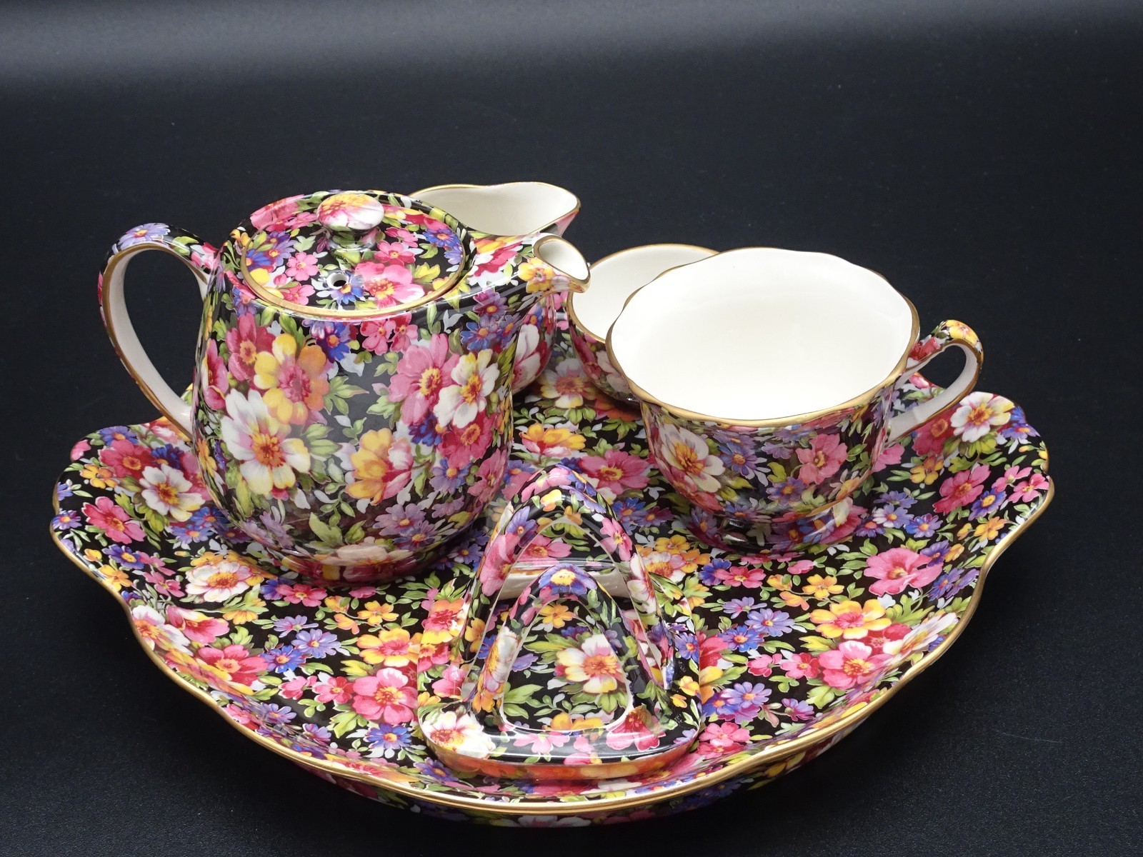 JAMES KENT STAFFORDSHIRE "LYDIA" CHINTZ BREAKFAST SET 100TH ANNIVERSARY EDITION