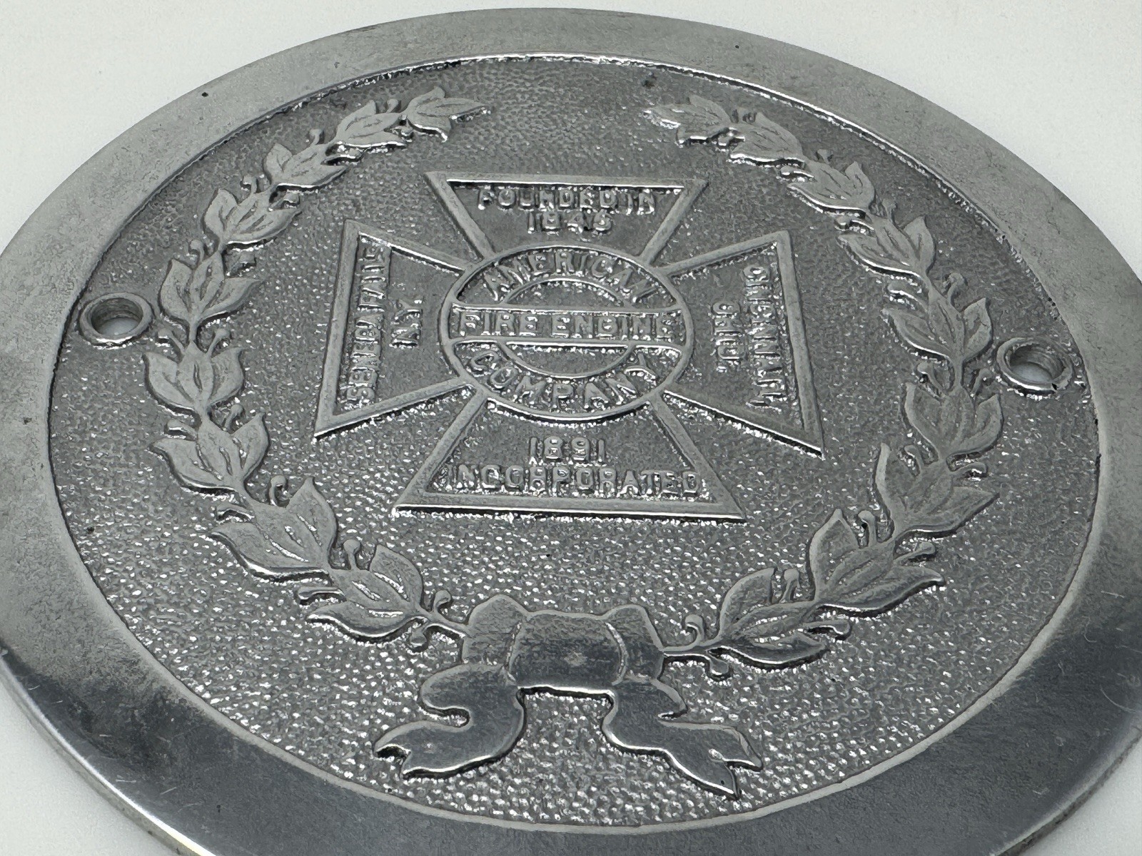 American Fire Engine Company Truck Apparatus Emblem Nameplate Badge Plaque 1845