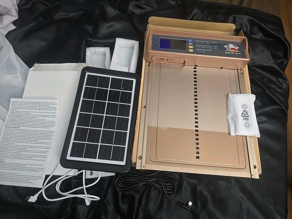 IBKINXX Automatic Chicken Coop Door Solar Powered with Timer & Light Sensor L...