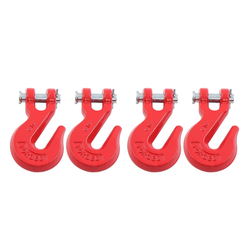 4 Pack 3/8" Clevis Grab Hooks G70 7500lbs Working Load Limit Red Chain Hooks