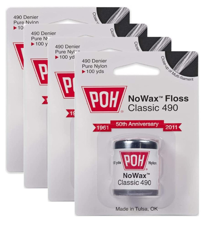 Poh Dental Floss Unwaxed, 100 Yard- 4 Pack