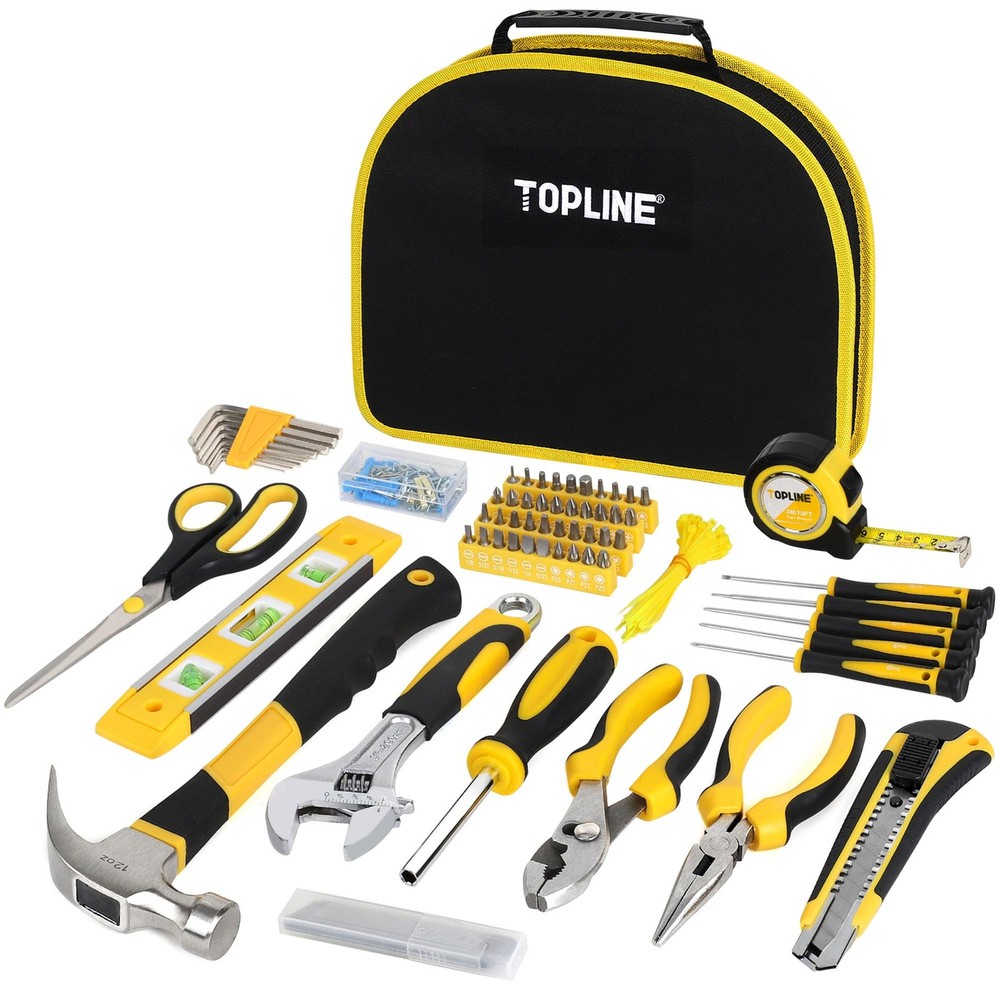 TOPLINE 208-Piece Basic Home Tool Kit with Easy Carrying Yellow Set