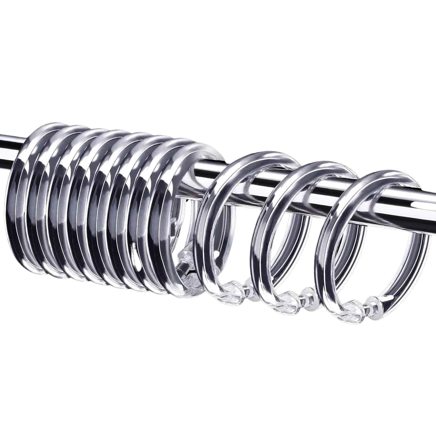 12 Piece Plastic Locking Hook Set Easy Gliding Shower Curtain Rings Clear