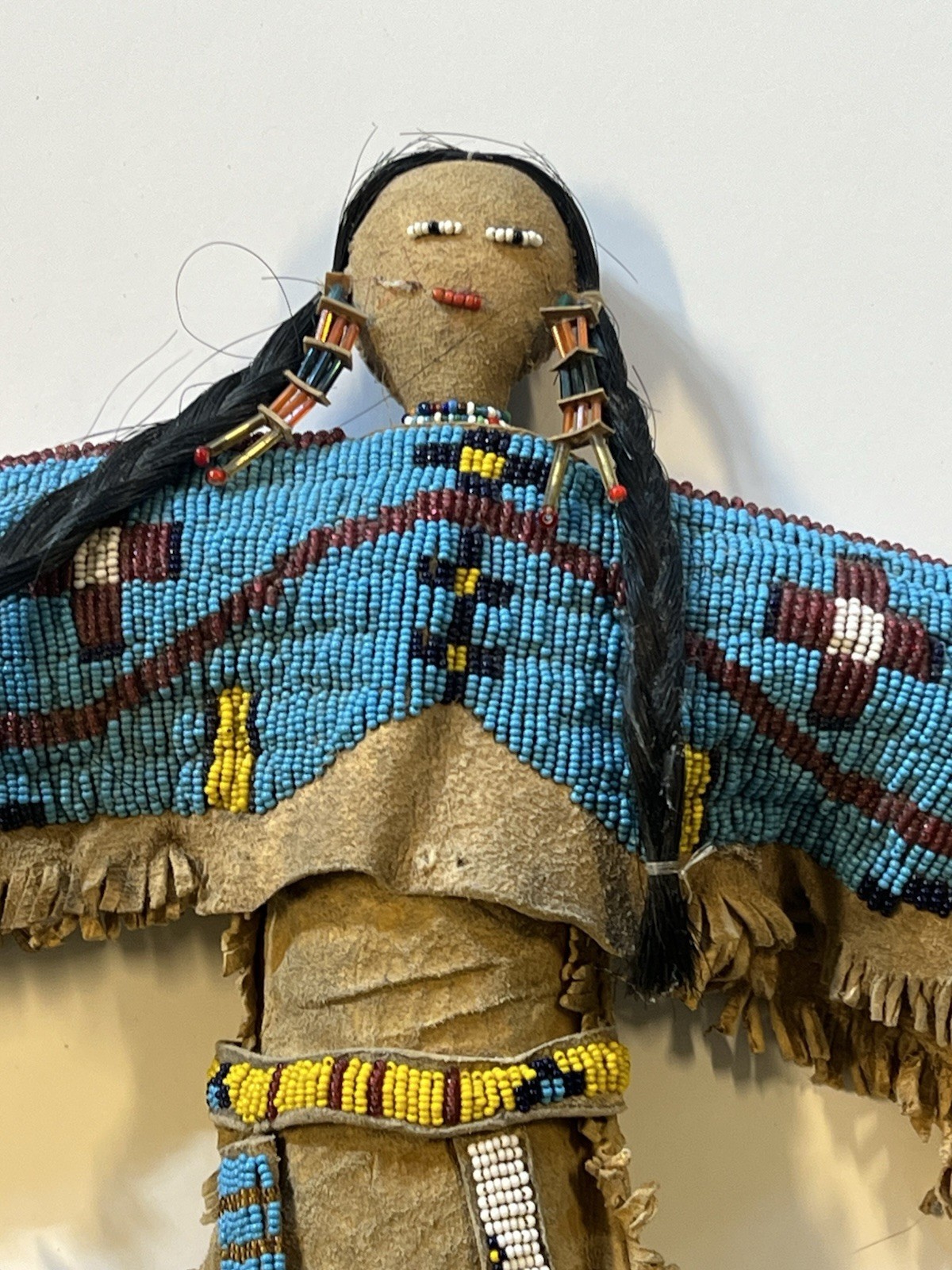 Antique Native American Lakota (Sioux) Indian Beaded Doll; 18 Inches; Late 1800s
