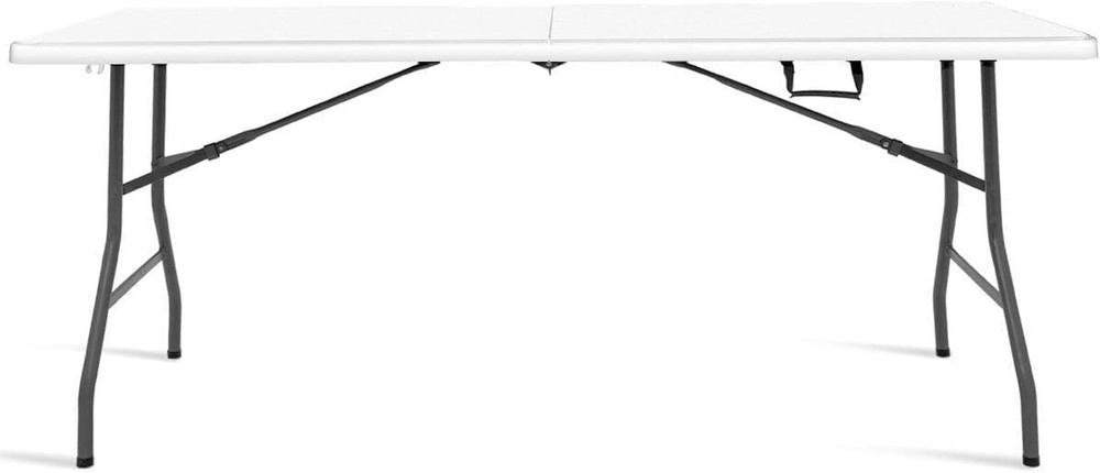 SPSUPE 6' Folding Table, Portable Rounded Corners Plastic Picnic Table with Hand
