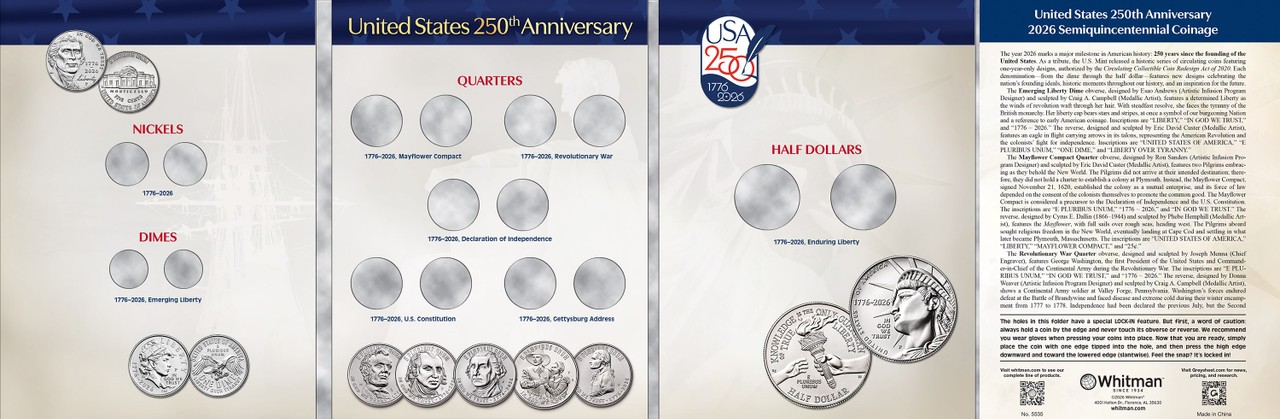 Official Whitman® Coin Folder-United States 250th Anniversary: 2026 Single Mint