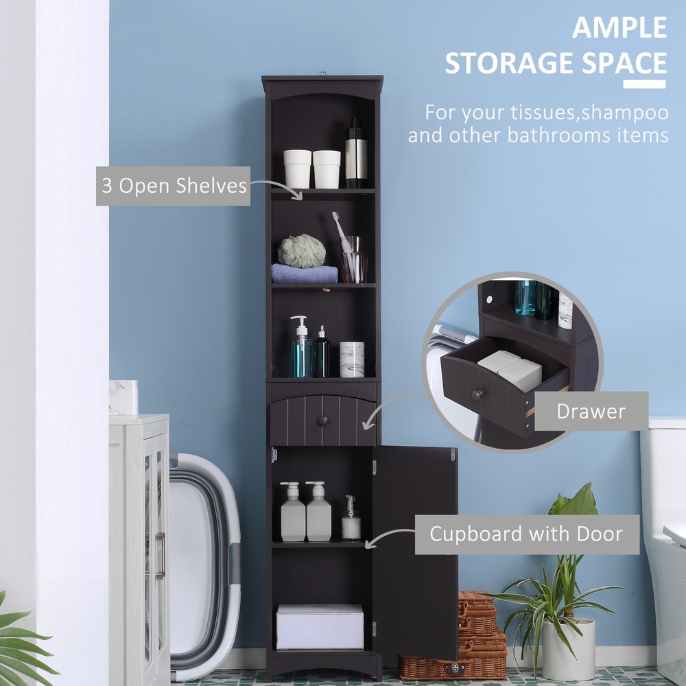 Bathroom Cabinet Ample Storage Space with Three Level Open Shelves