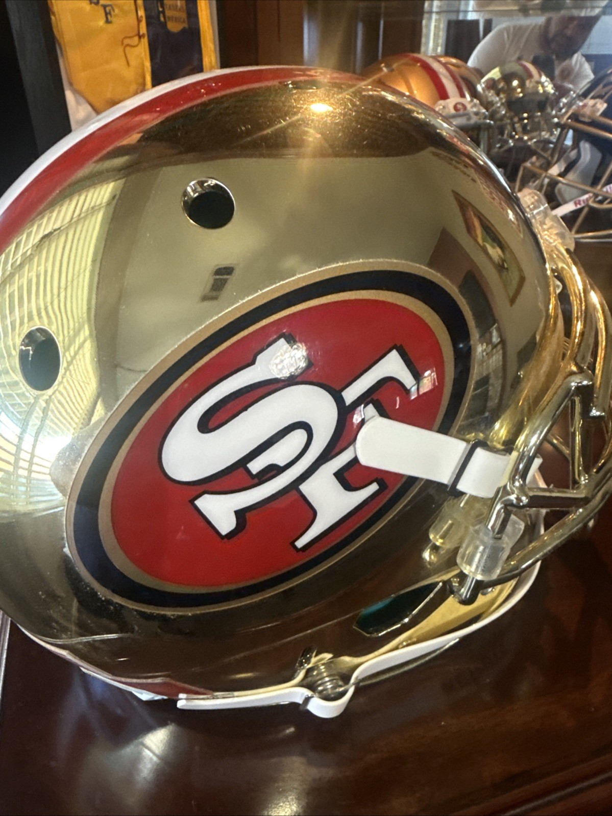 SAN FRANCISCO 49ERS Full Size Chrome Authentic Gold Football Helmet -