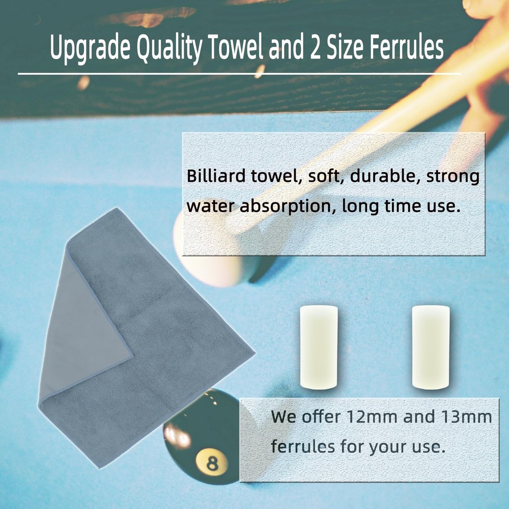 38PCS Pool Cue Tips Replacement Kit, 13mm Pool Stick Tips Replacement Kit Bil...