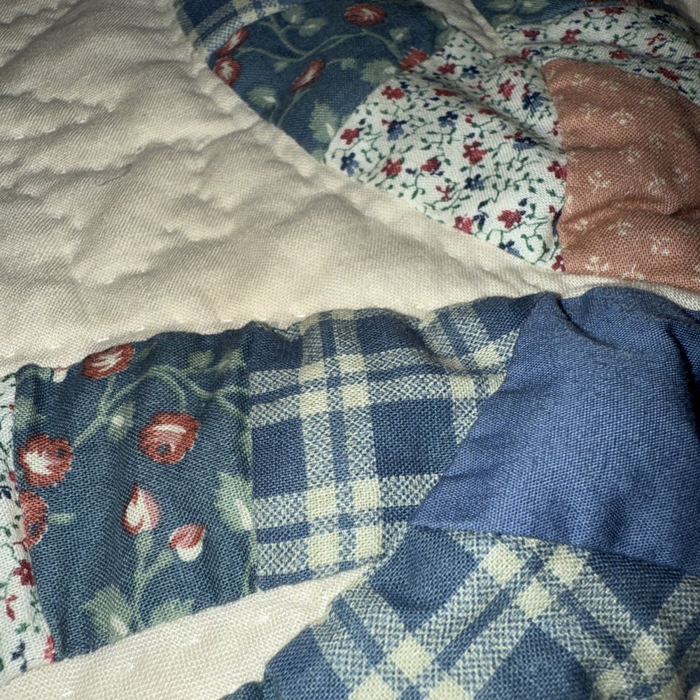 Vintage Wedding Ring Quilt Queen Patchwork Feedsack 81 1/2”x 79”