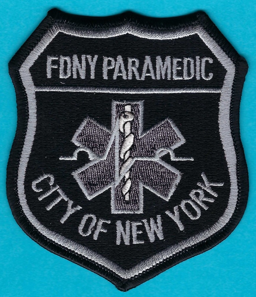 FIRE DEPARTMENT NEW YORK PARAMEDIC PATCH BLACK-GRAY
