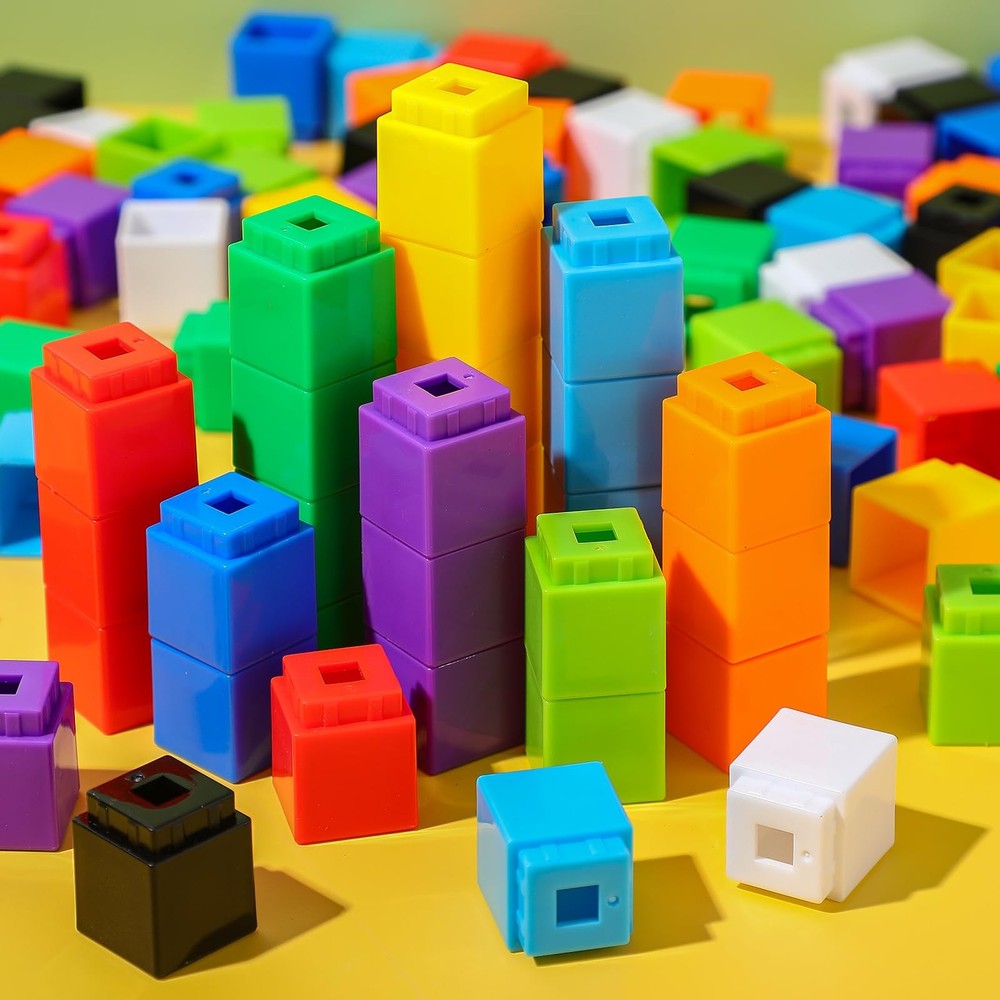 100 Pcs Linking Cubes Plastic Math Cubes Manipulative Counting Blocks STEM Sn...