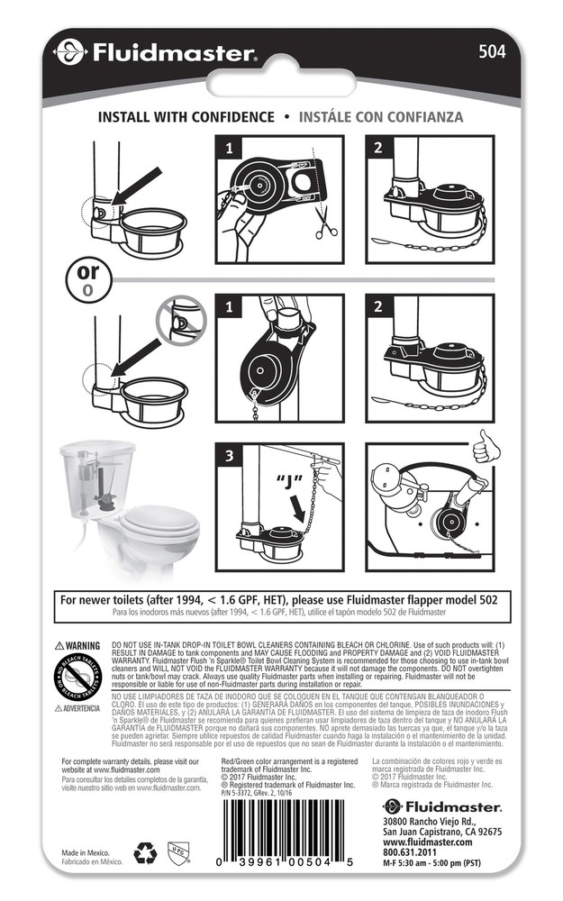 Fluidmaster Toilet Flapper Red Microban 504