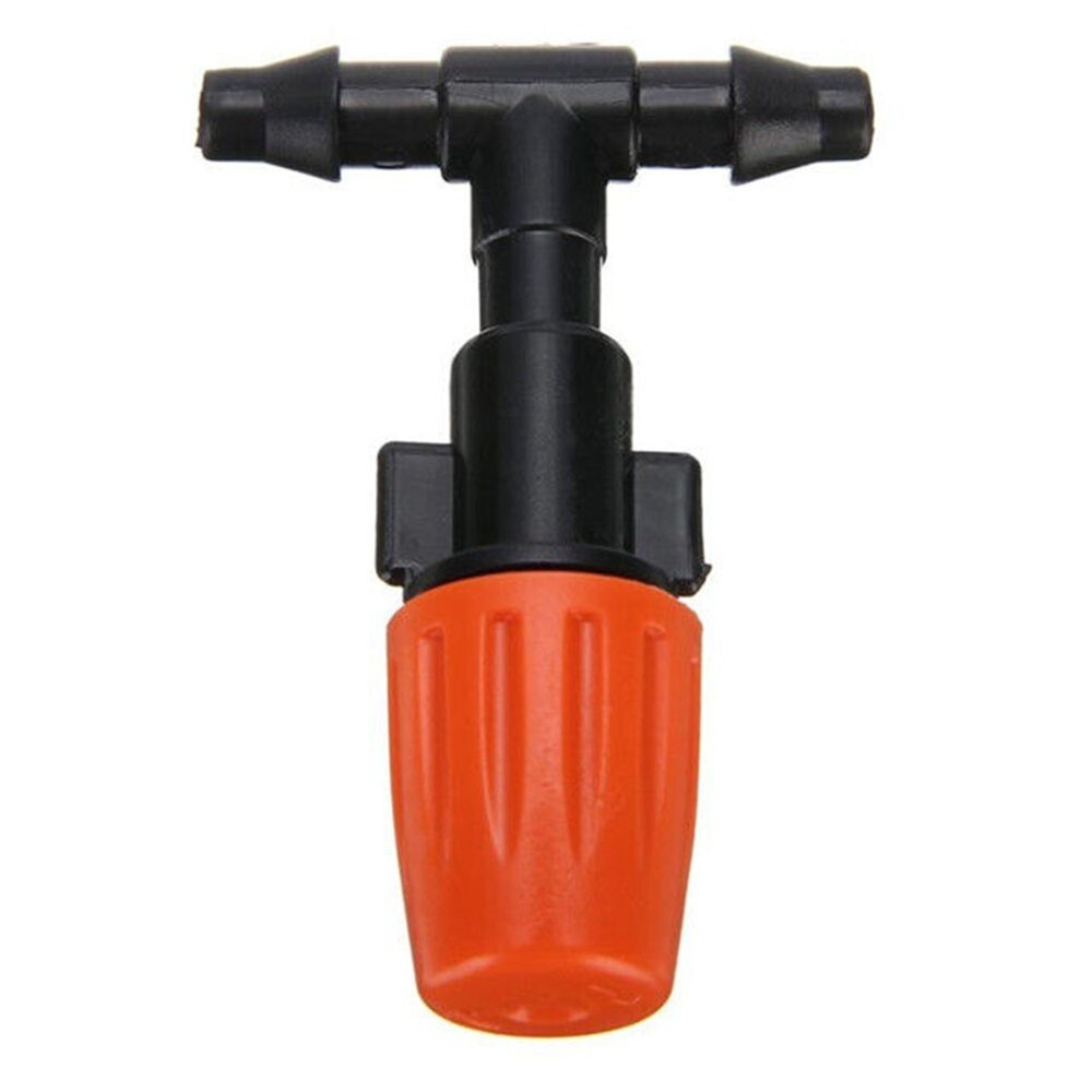 20/50pcs Single Orange Adjustable Atomizing Nozzle With Connector + 4/7 Pipe Tee