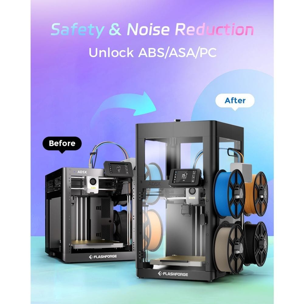 FLASHFORGE AD5X 3D Printer Enclosure Kit DIY Color Style Noise Odor Reduction US