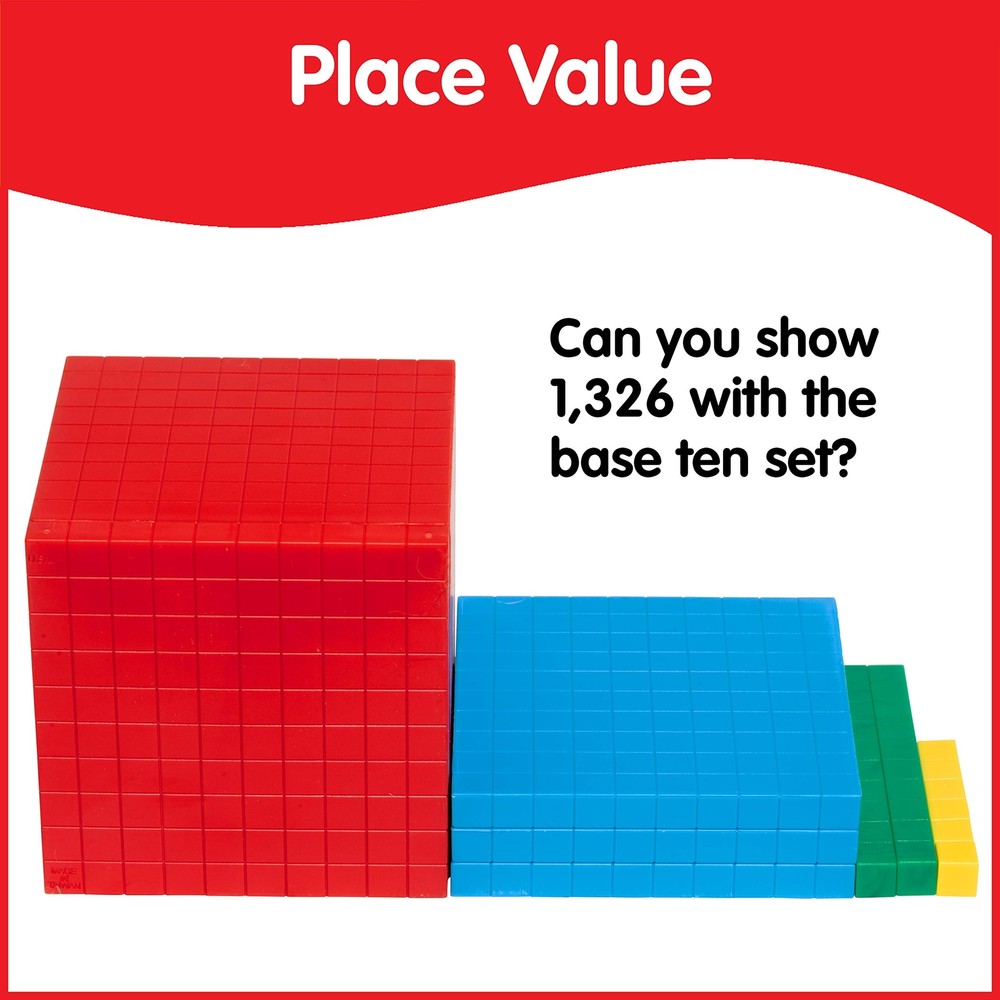 Base Ten Counting Blocks Set for Learning Math Place Value and Decimals