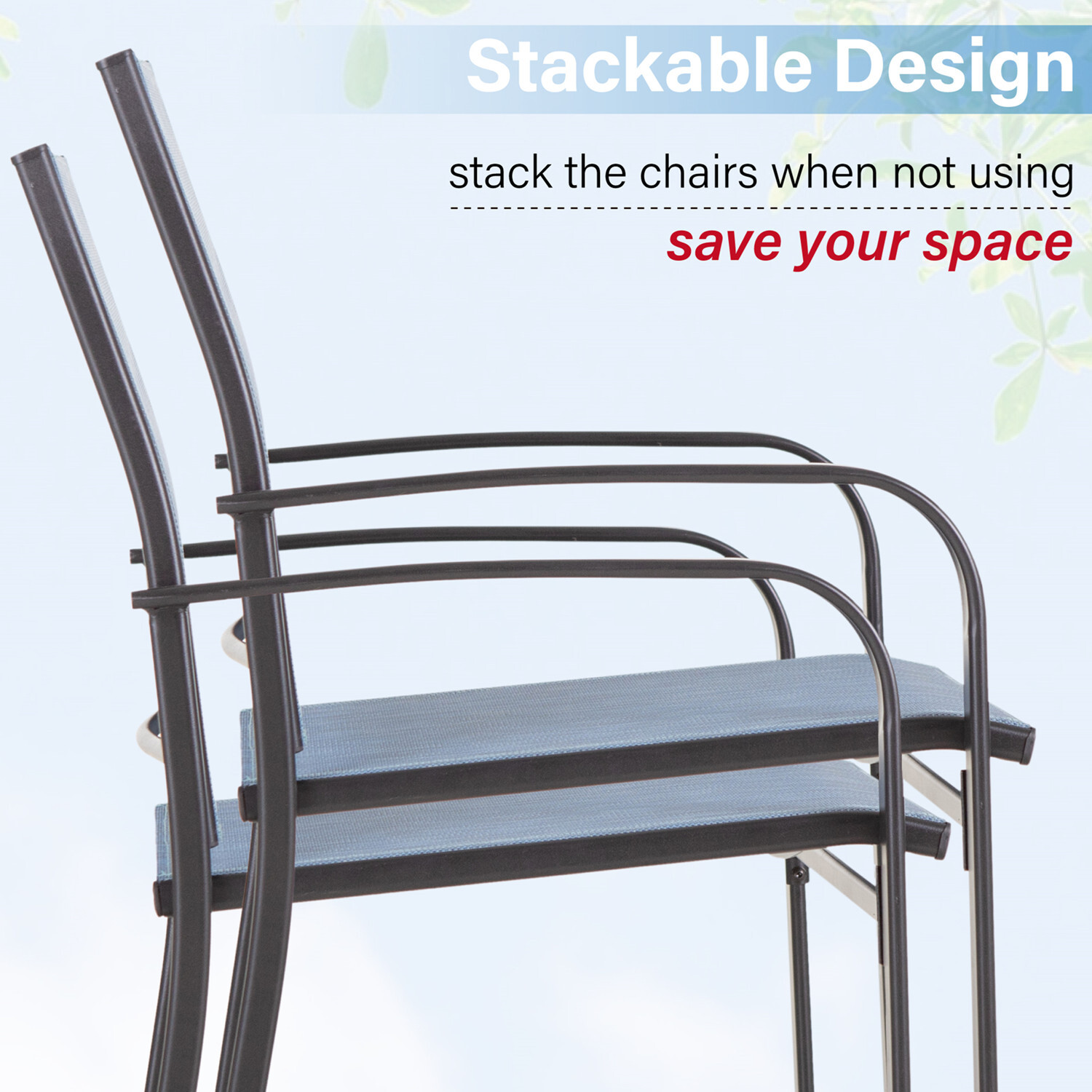 5 Piece Patio Furniture Set Outdoor Rectangle Metal Table Patio Dining Chair Set