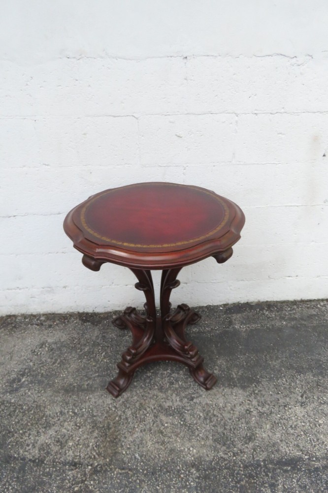 Mahogany Cherry Leather Top Side End Table 5956