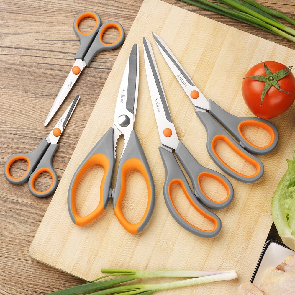 Kitchen Scissors Set, -Stainless Steel, TPR Comfortable Handle All Purpose Sc...