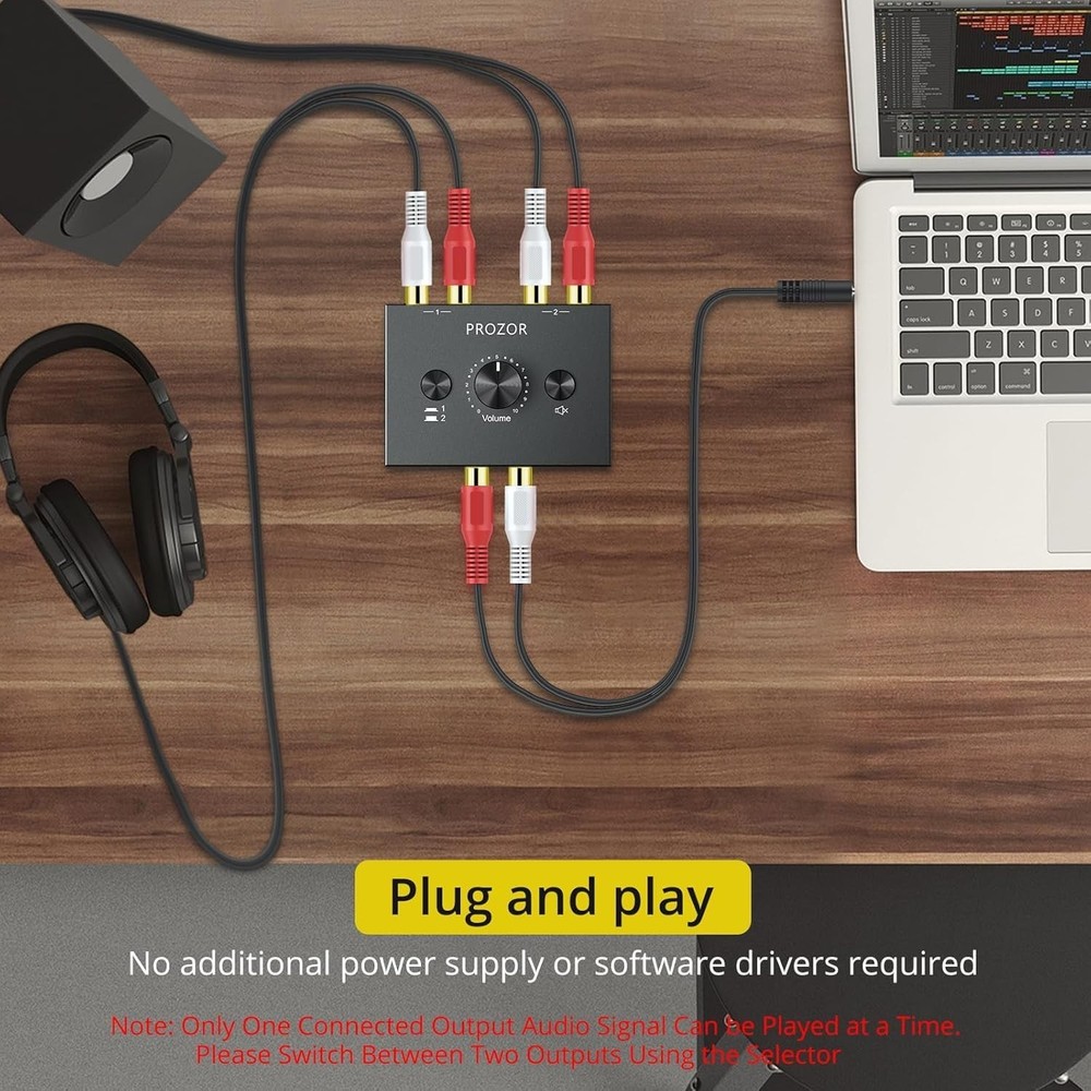 RCA Stereo Audio Switcher - 2 Way Splitter=