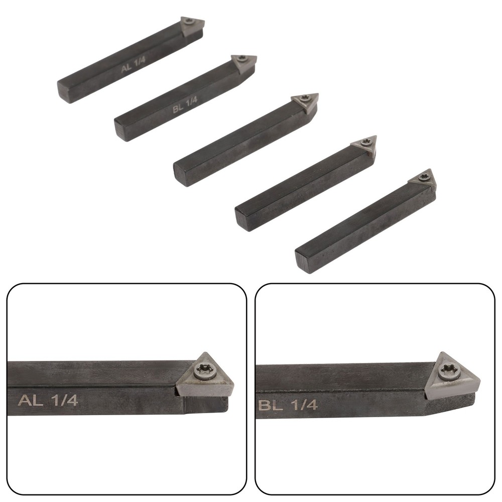 5* 1/4" Straight Lathe Indexable Carbide Insert Turning Tooling Bit Holder Set