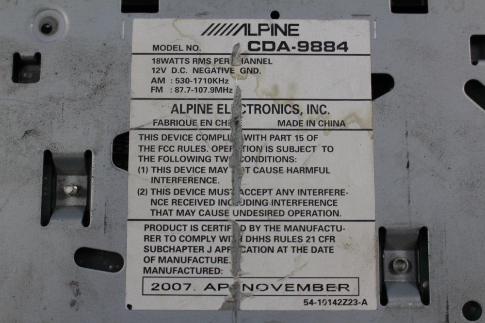 Alpine Deck, Model #CDA-9884, Used