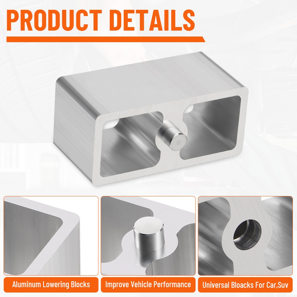 2" Inch Universal Aluminum Leaf Spring Lowering Block Kit 2 Pack