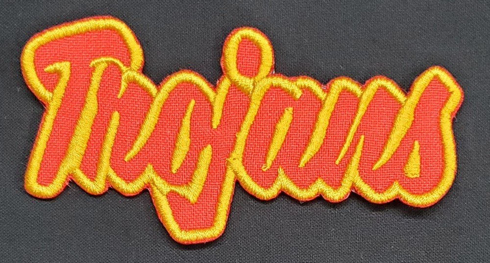 USC Trojans Text Embroidered Applique Iron On Patch Various Sizes Customize
